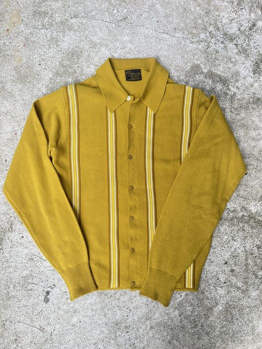 Vintage VINTAGE 60s 70s SEARS MUSTARD STRIPED CARDIGAN SWEATER