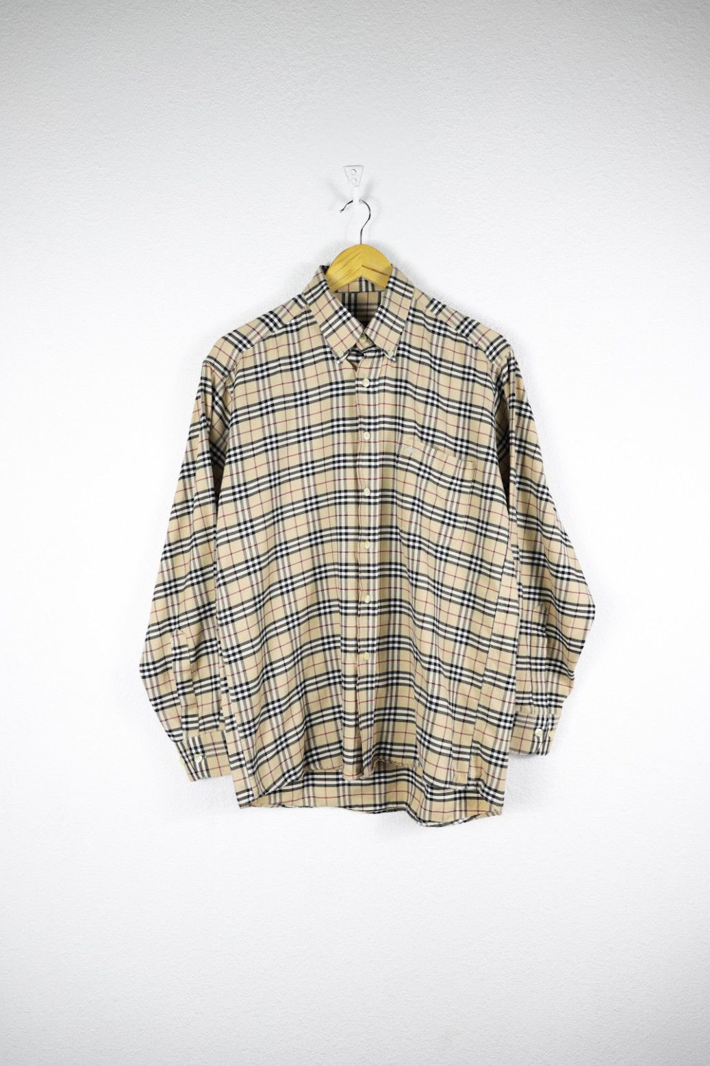 Burberry × Flannel Burberry Pocket Logo Vintage Nova Check Beige Oxford Shirt Size US M / EU 48-50 / 2 - 1 Thumbnail