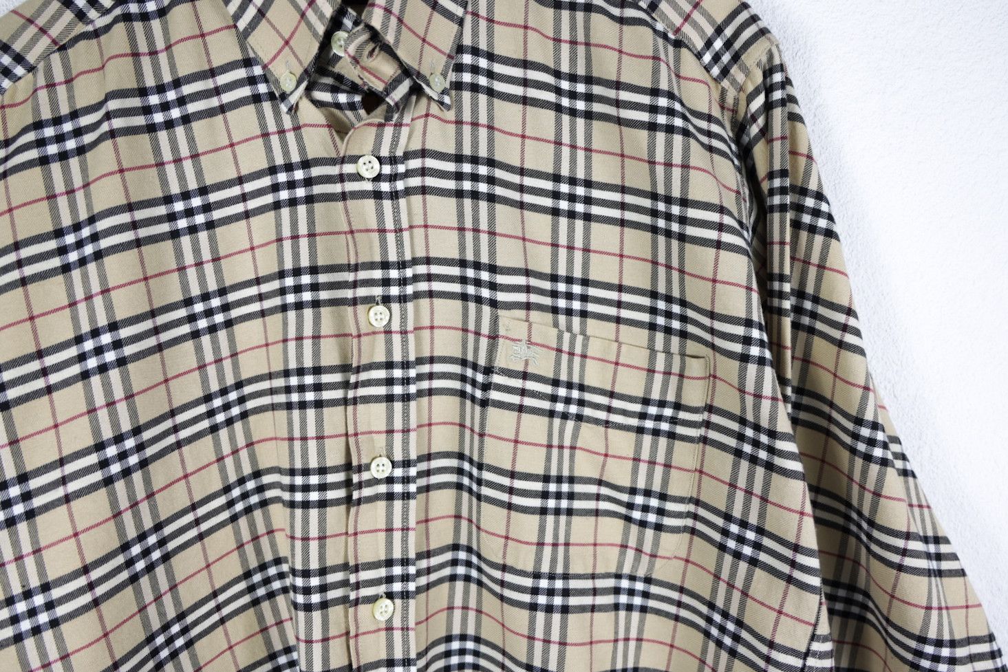 Burberry × Flannel Burberry Pocket Logo Vintage Nova Check Beige Oxford Shirt Size US M / EU 48-50 / 2 - 3 Thumbnail