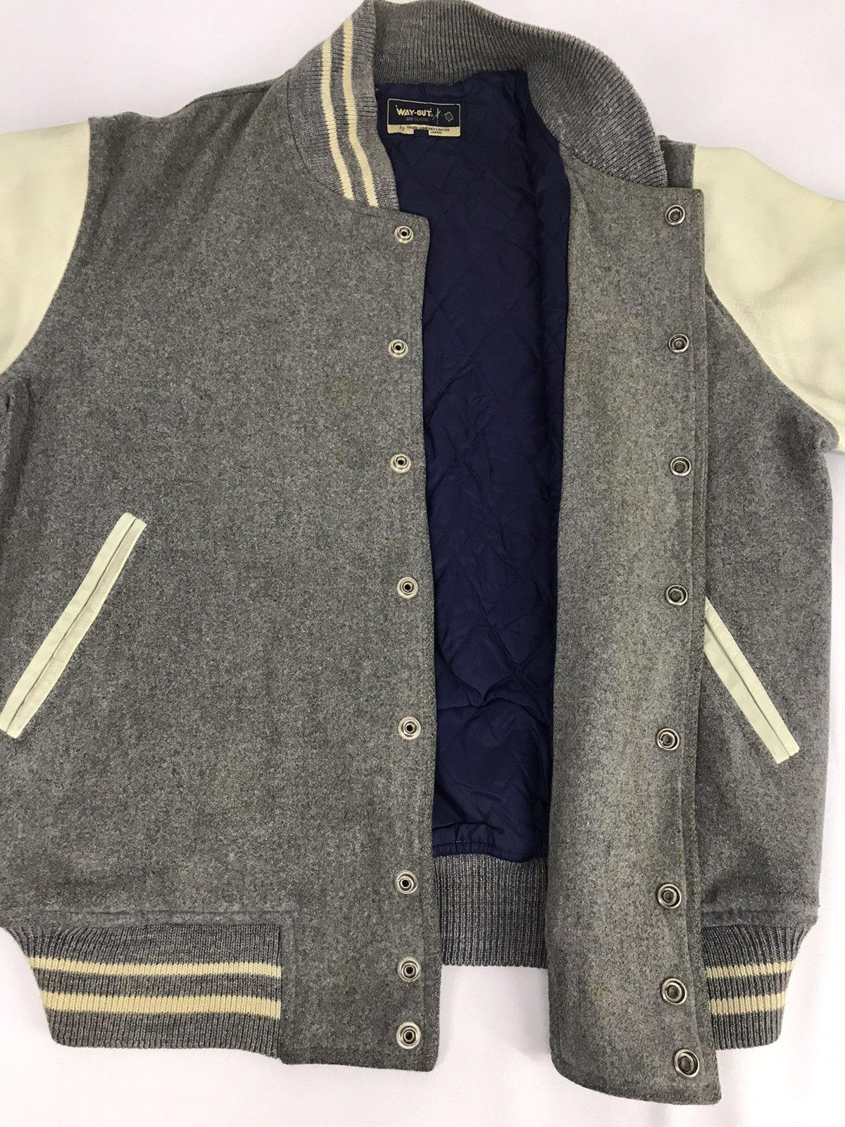 Japanese Brand × Vintage Vintage 90s Way Out Classic Varsity Leather Jacket Size US M / EU 48-50 / 2 - 3 Thumbnail
