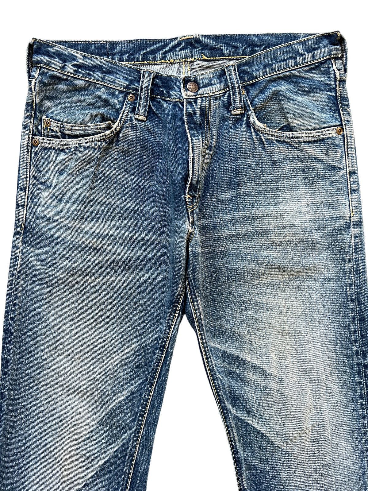 Blue Blue Japan × Japanese Brand Vintage Blue Blue Japan Distressed Faded Denim Jeans 31x28 Size 31" - 3 Thumbnail