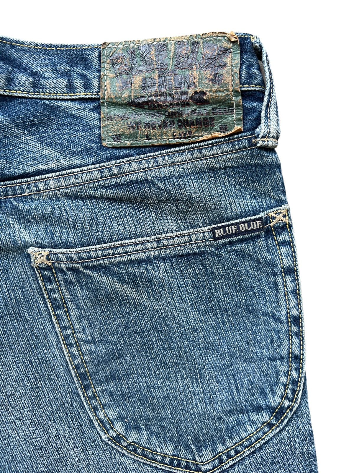 Blue Blue Japan × Japanese Brand Vintage Blue Blue Japan Distressed Faded Denim Jeans 31x28 Size 31" - 9 Thumbnail