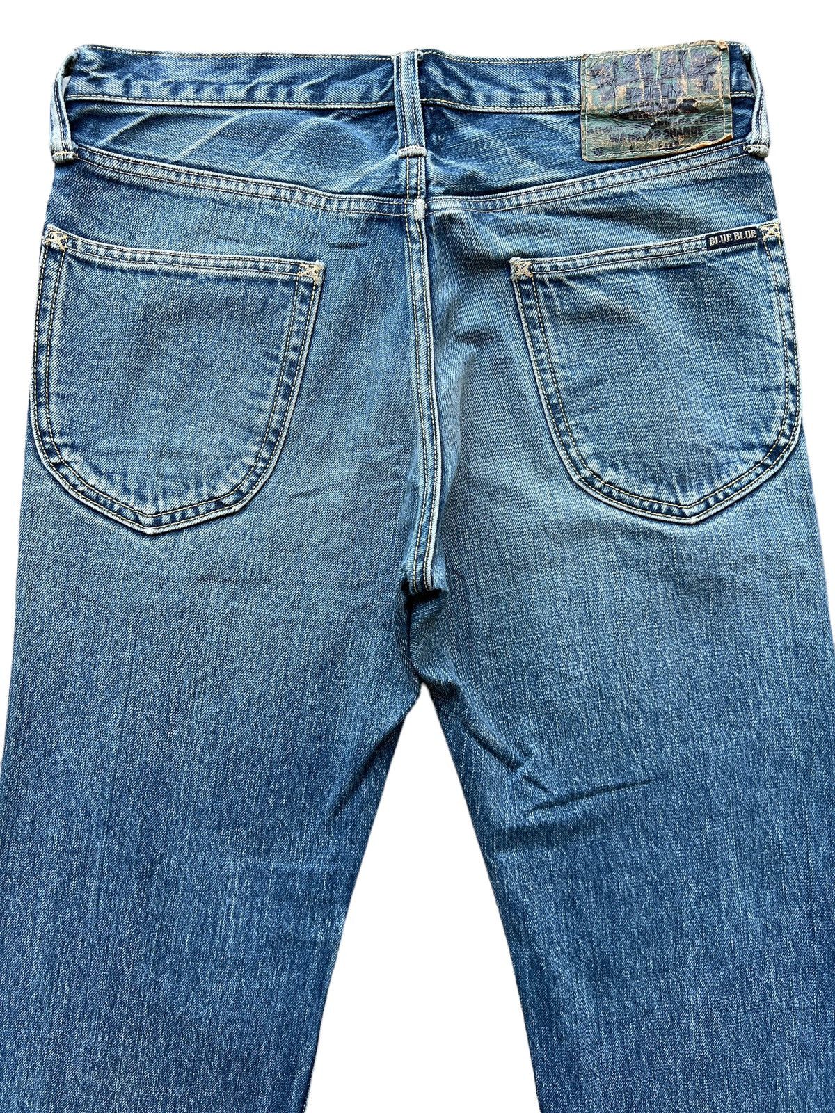 Blue Blue Japan × Japanese Brand Vintage Blue Blue Japan Distressed Faded Denim Jeans 31x28 Size 31" - 5 Thumbnail