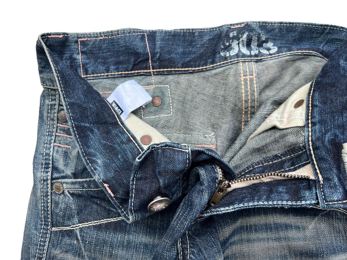 FLARE💥💥 Edwin Blue Trip Distressed Punk Denim Jeans 33x33