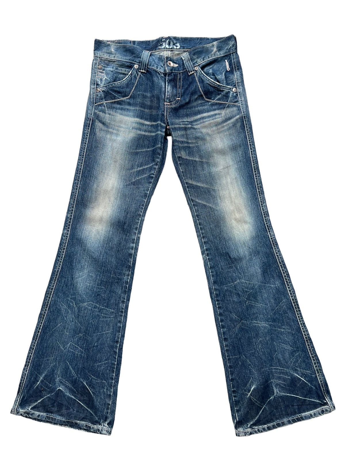 FLARE💥💥 Edwin Blue Trip Distressed Punk Denim Jeans 33x33