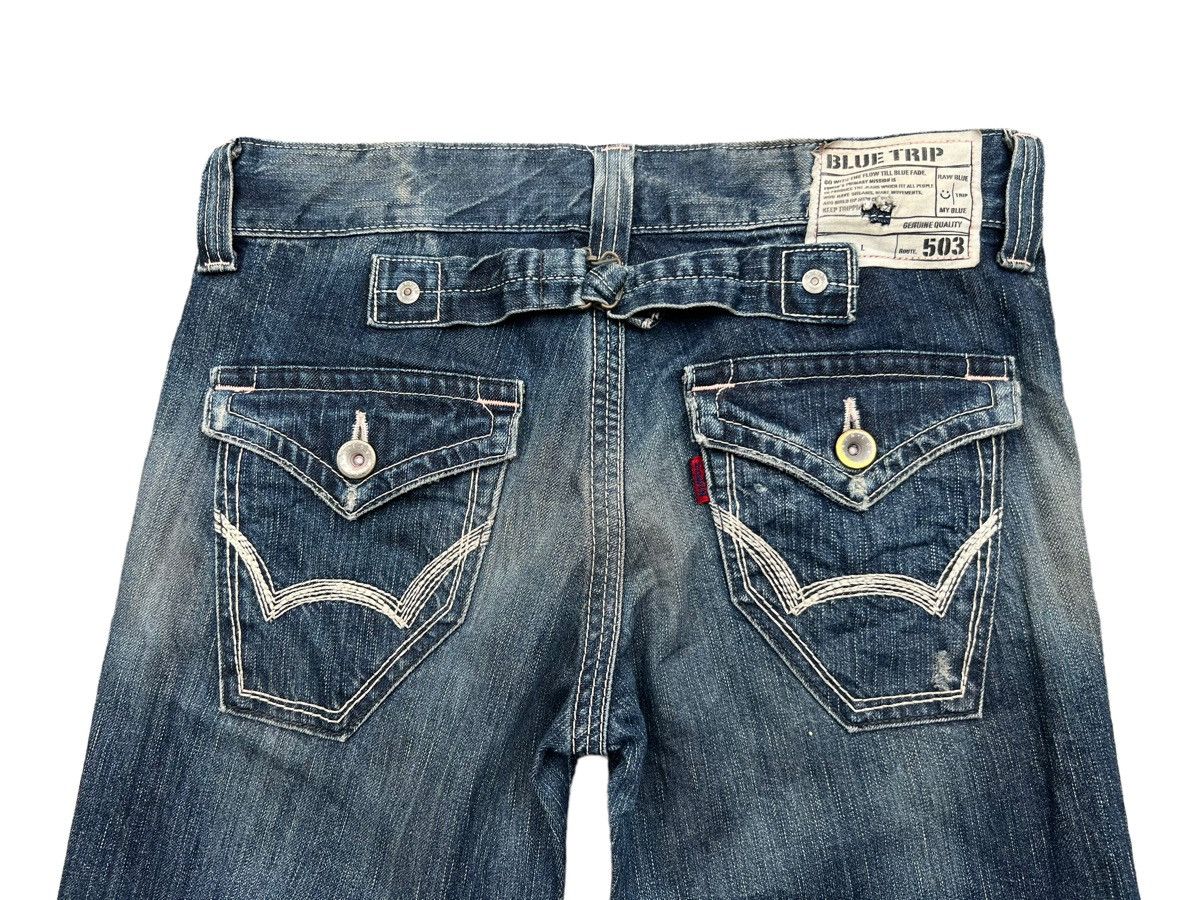 FLARE💥💥 Edwin Blue Trip Distressed Punk Denim Jeans 33x33