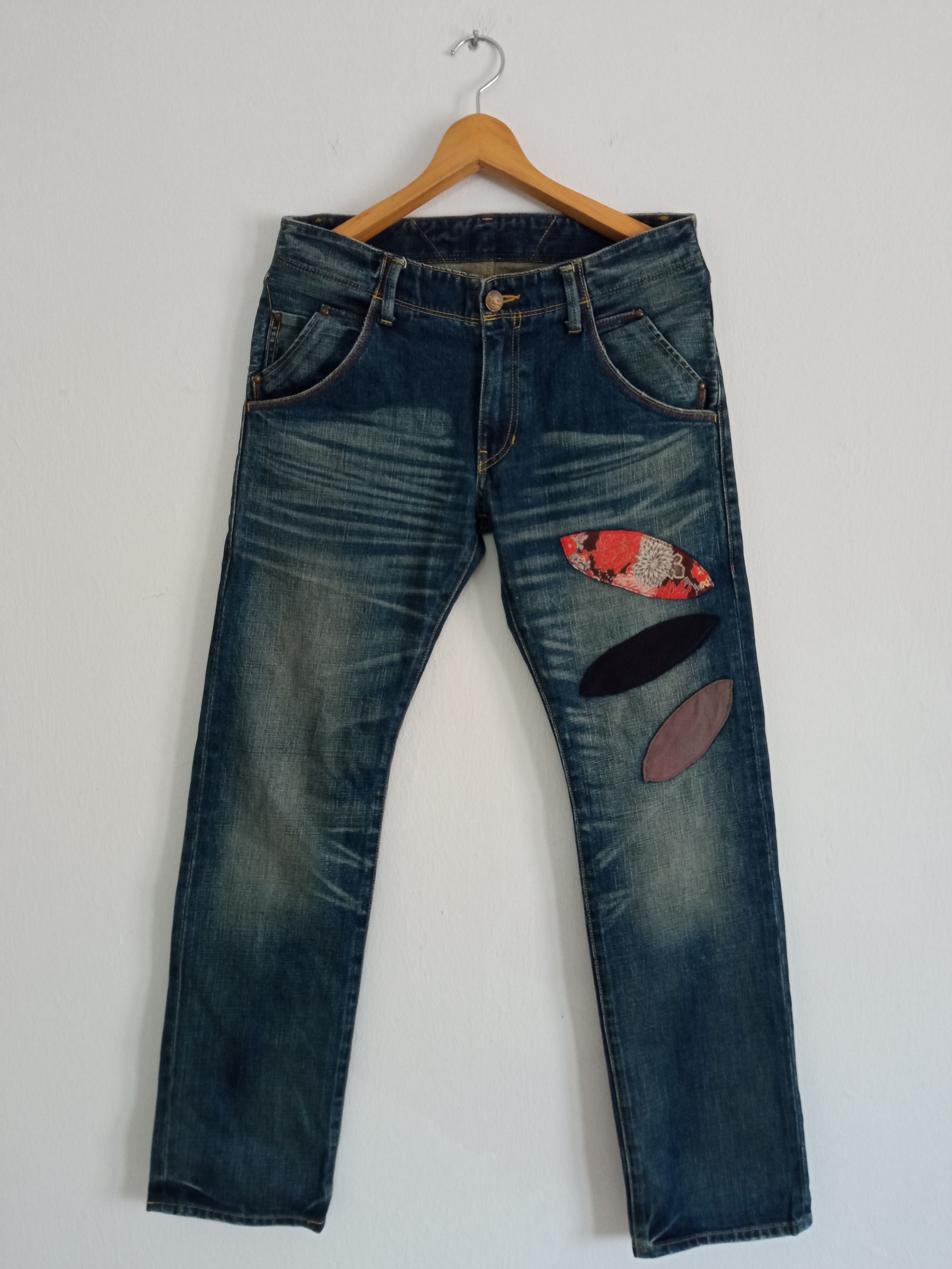 image of Distressed Denim x Takeo Kikuchi Patchwork Distressed Jeans Denim in Blue, Men's (Size 32)