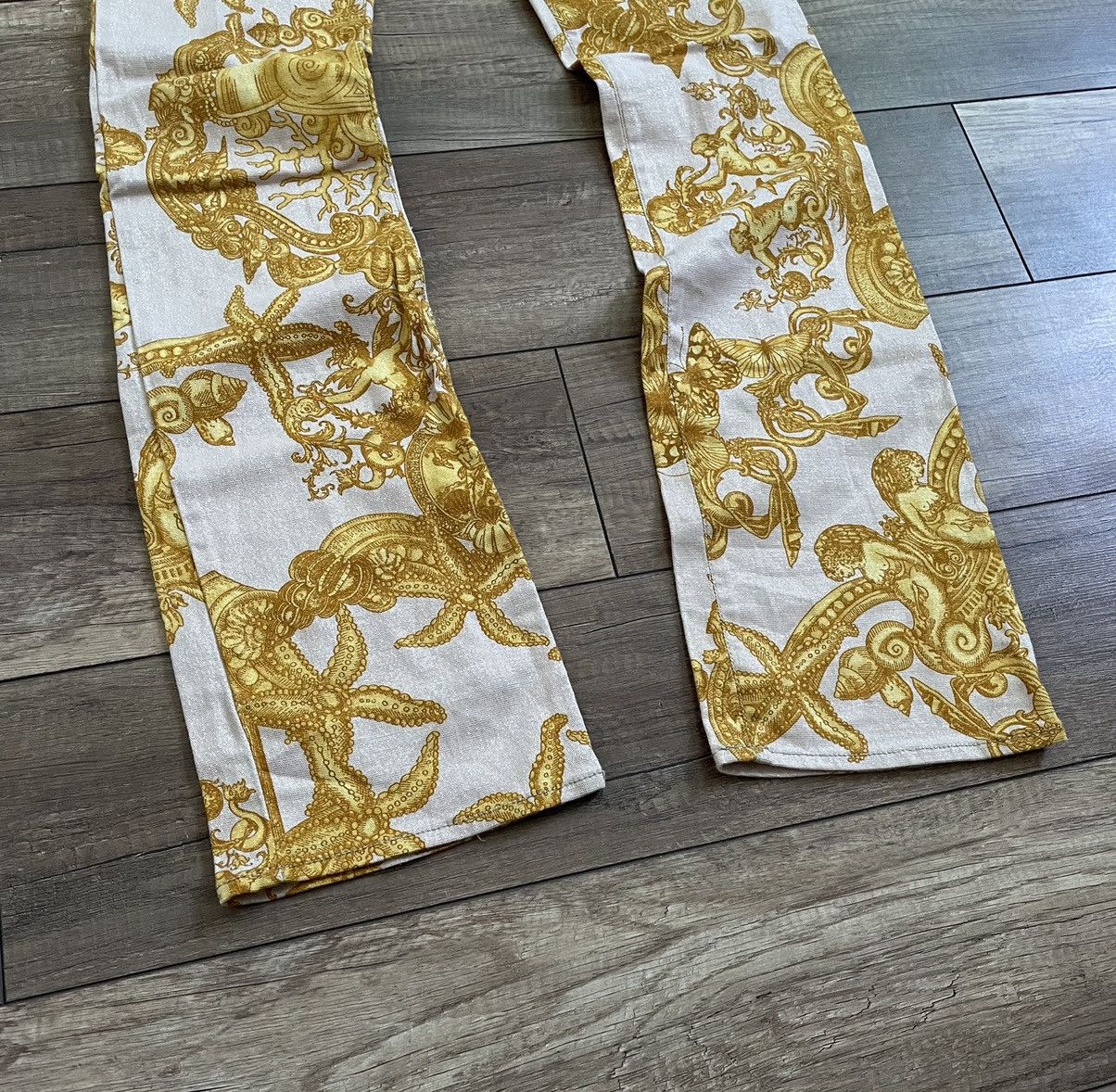 Versace Versace Womens Full Print Gold Floral Graphic Pants Trousers Size 31" - 5 Thumbnail