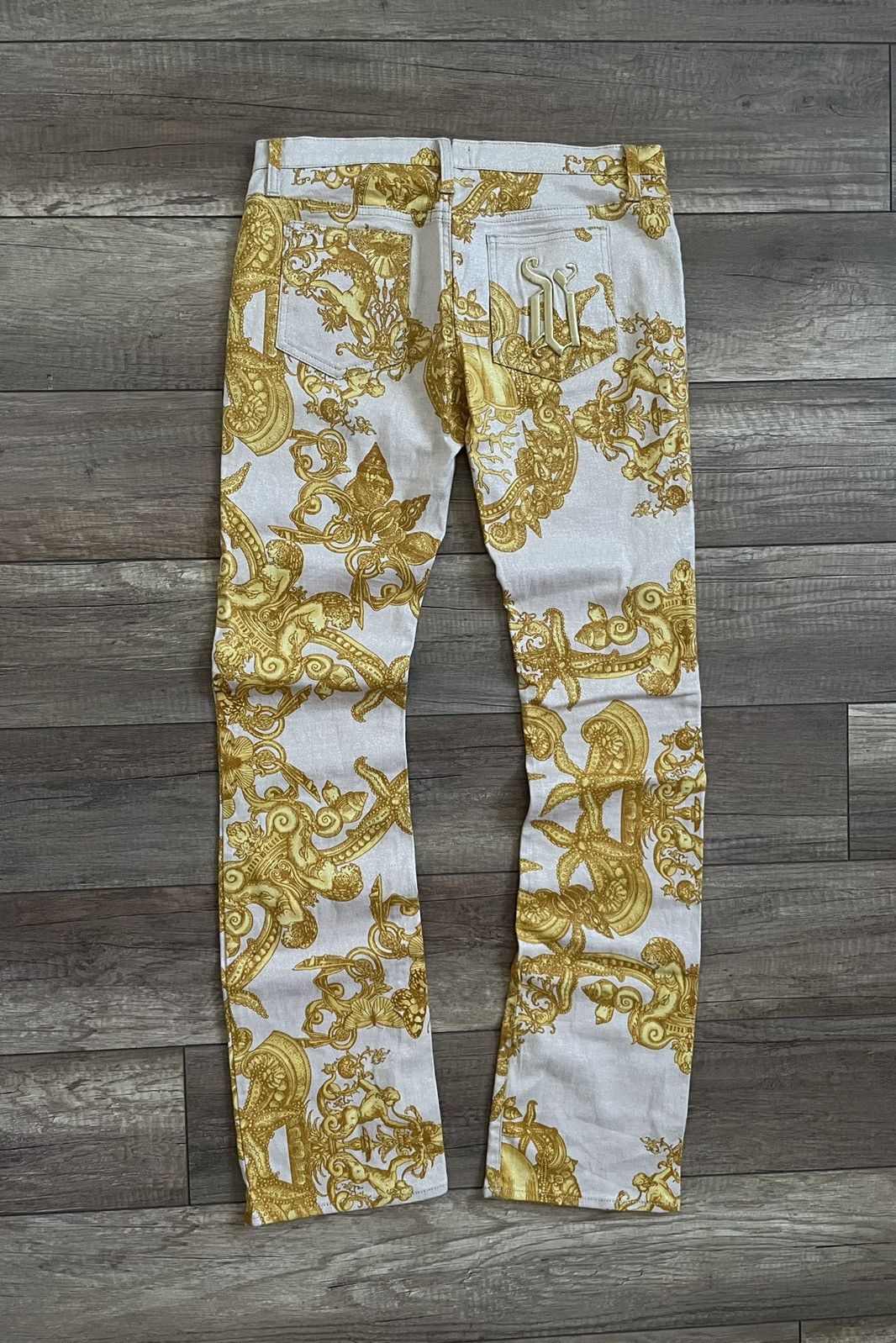 Versace Versace Womens Full Print Gold Floral Graphic Pants Trousers Size 31" - 3 Thumbnail