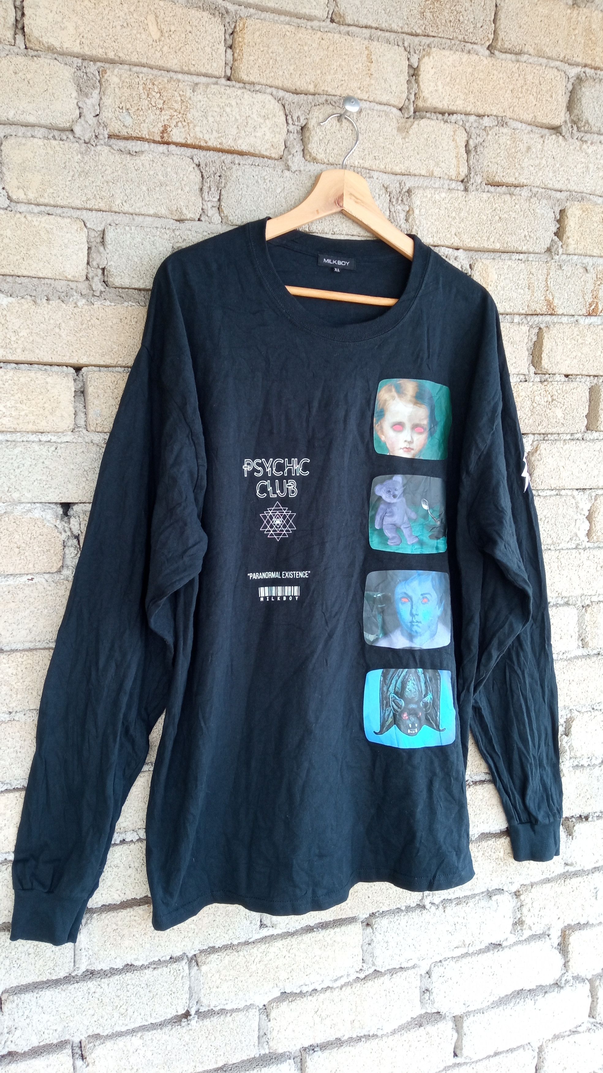 Japanese Brand × Vintage 🔥🔥90's Milkboy Psychic Club Paranormal Existence T-Shirt Size US XL / EU 56 / 4 - 2 Thumbnail