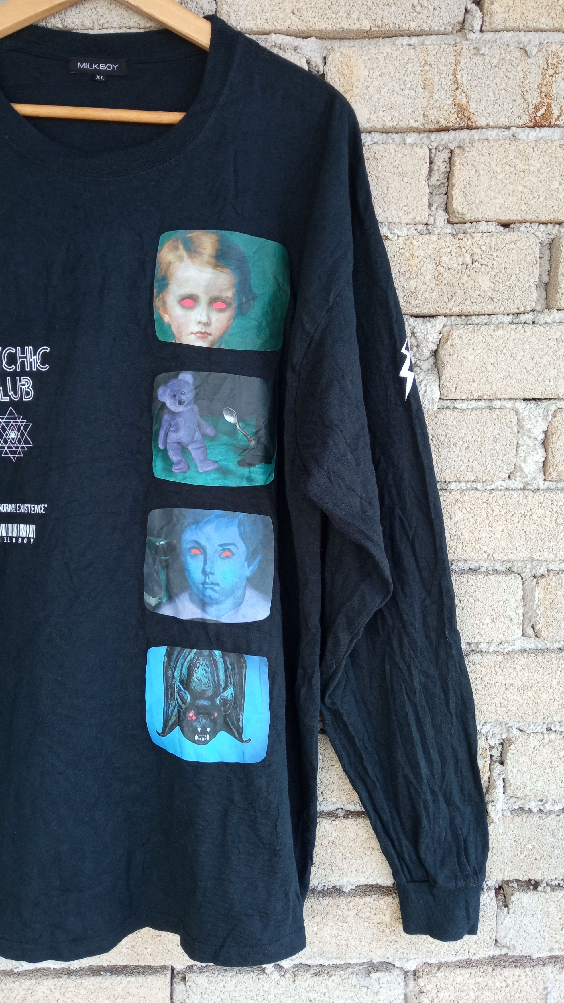 Japanese Brand × Vintage 🔥🔥90's Milkboy Psychic Club Paranormal Existence T-Shirt Size US XL / EU 56 / 4 - 5 Thumbnail