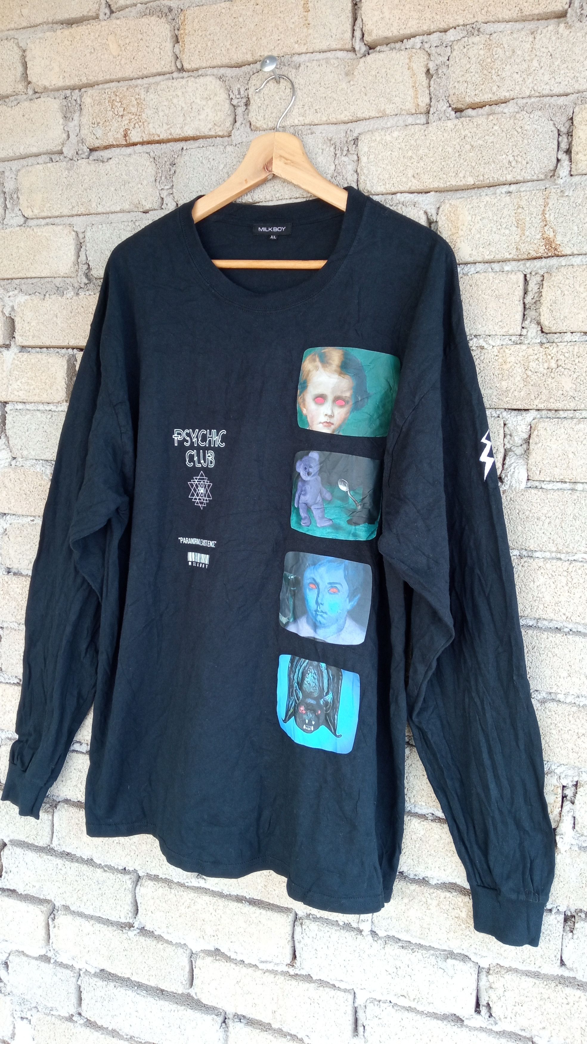 Japanese Brand × Vintage 🔥🔥90's Milkboy Psychic Club Paranormal Existence T-Shirt Size US XL / EU 56 / 4 - 3 Thumbnail