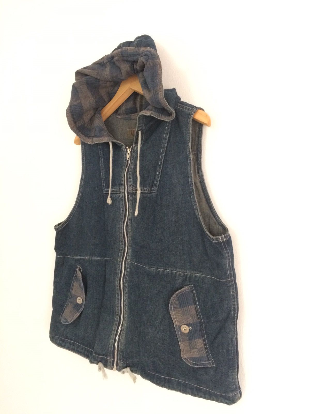 Japanese Brand × Vintage 🔥🔥Japanese Brand Sleeveless Denim Hoodies Jacket Size US M / EU 48-50 / 2 - 4 Thumbnail