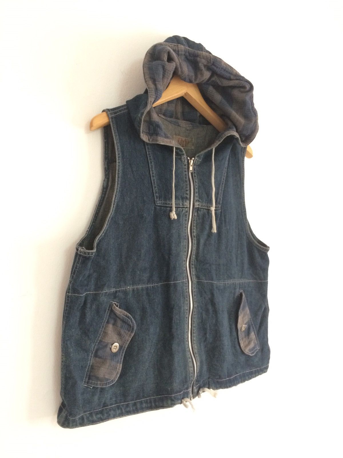 Japanese Brand × Vintage 🔥🔥Japanese Brand Sleeveless Denim Hoodies Jacket Size US M / EU 48-50 / 2 - 3 Thumbnail