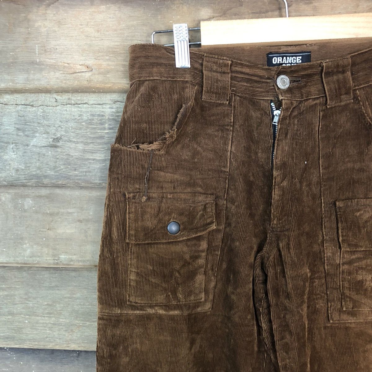 Vintage Orange Crush Corduroy Brown Cargo bush Pants #6880 Size US 28 / EU 44 - 4 Thumbnail