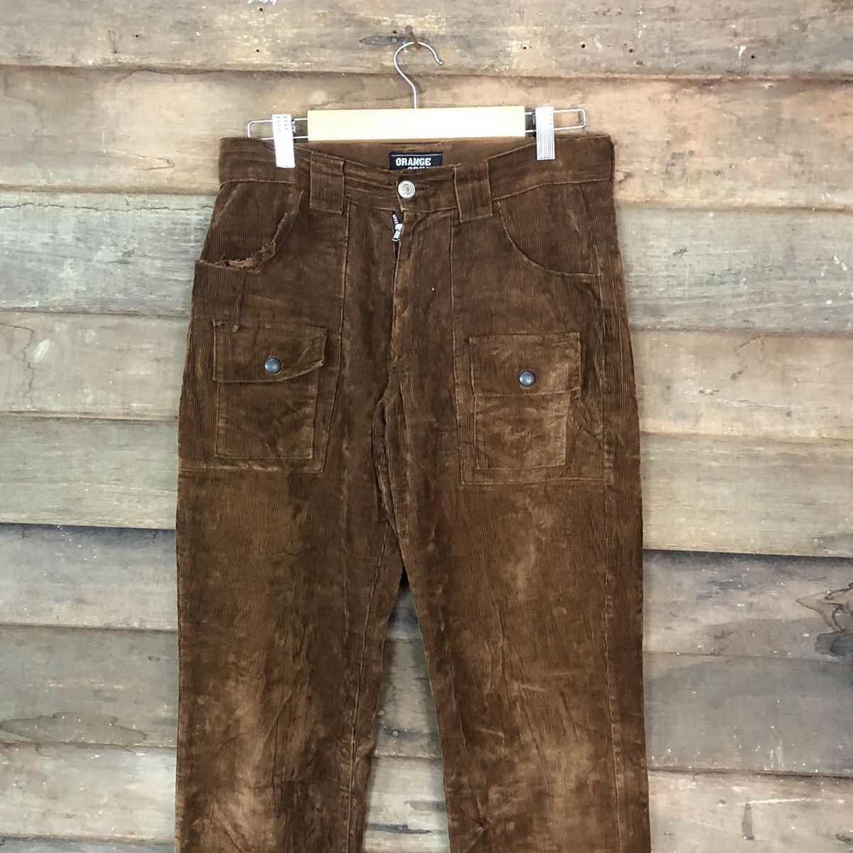 Vintage Orange Crush Corduroy Brown Cargo bush Pants #6880 Size US 28 / EU 44 - 2 Thumbnail