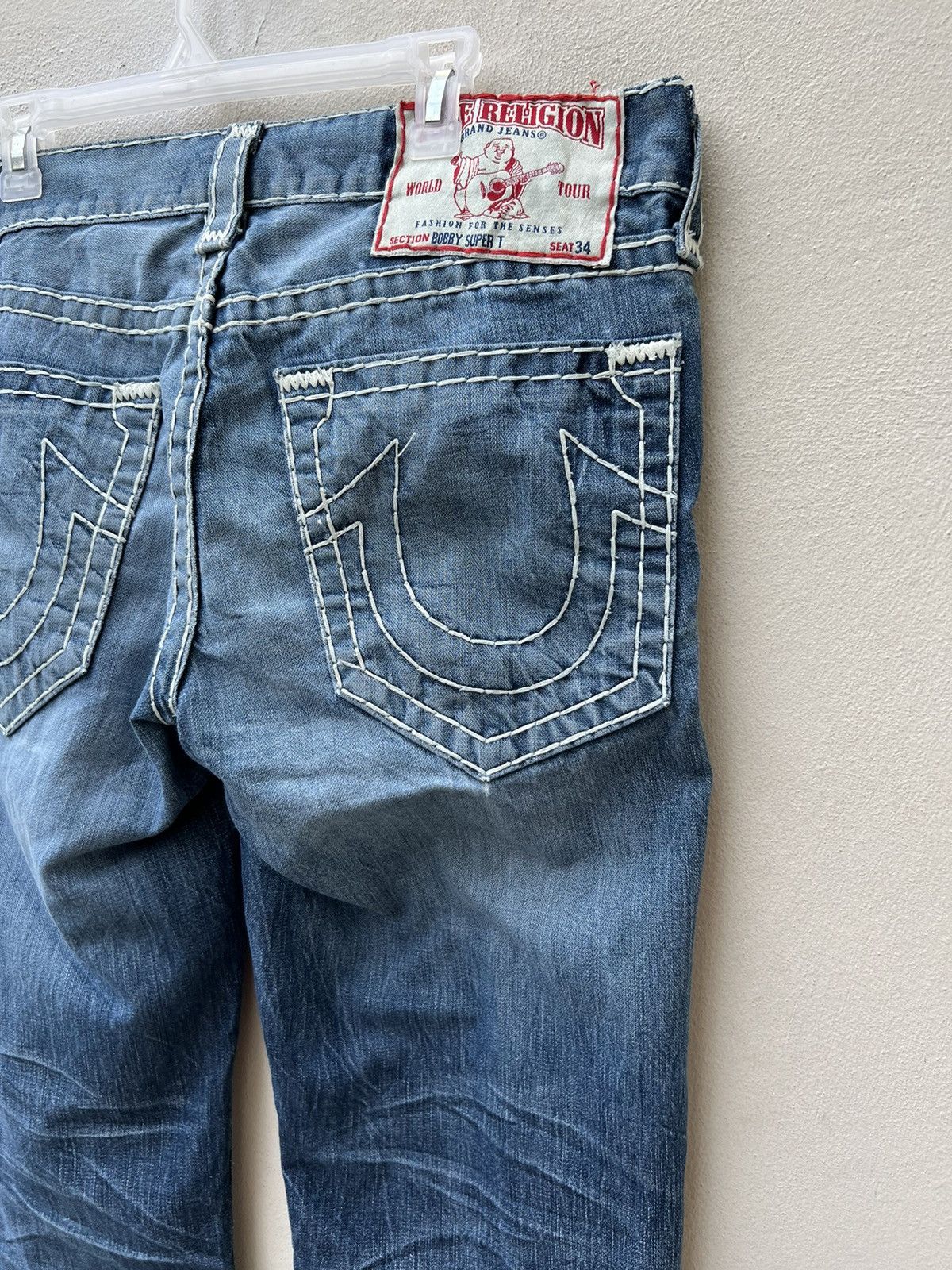 True Religion VTG 2000s True Religion Rips Fade Denim Bobby Super T Jeans Size US 34 / EU 50 - 18 Thumbnail
