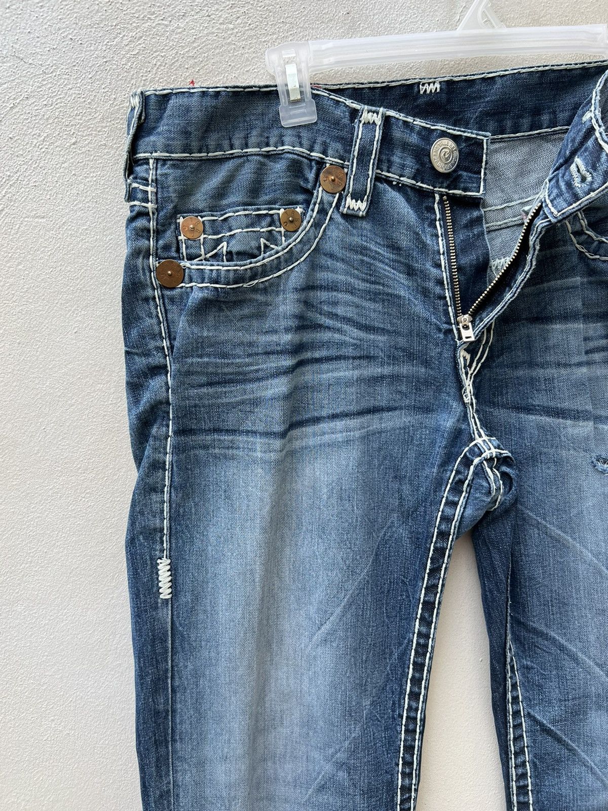 True Religion VTG 2000s True Religion Rips Fade Denim Bobby Super T Jeans Size US 34 / EU 50 - 8 Thumbnail