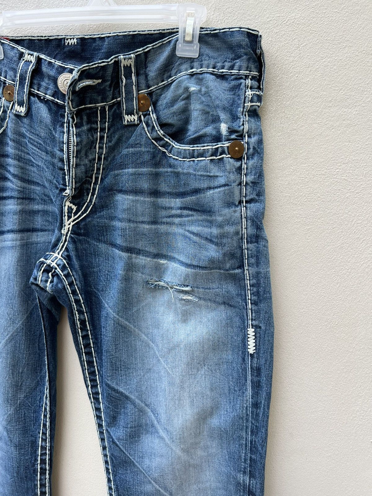 True Religion VTG 2000s True Religion Rips Fade Denim Bobby Super T Jeans Size US 34 / EU 50 - 11 Thumbnail