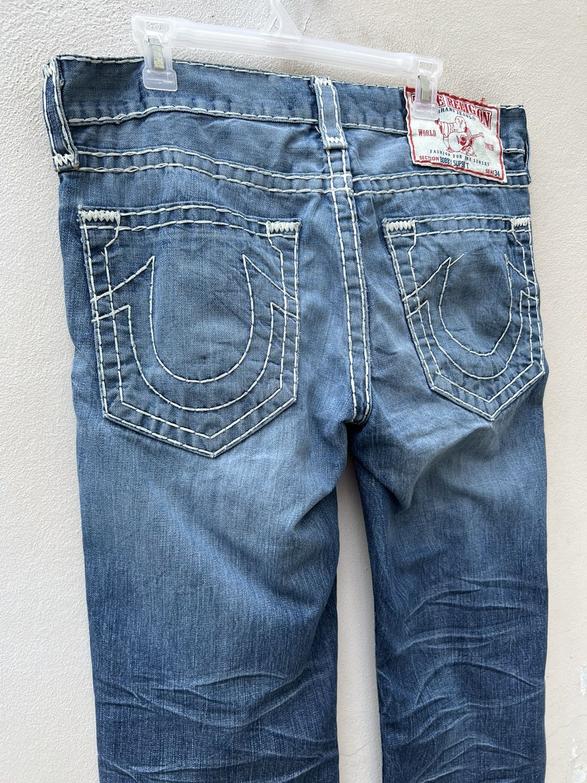 True Religion VTG 2000s True Religion Rips Fade Denim Bobby Super T Jeans Size US 34 / EU 50 - 16 Thumbnail