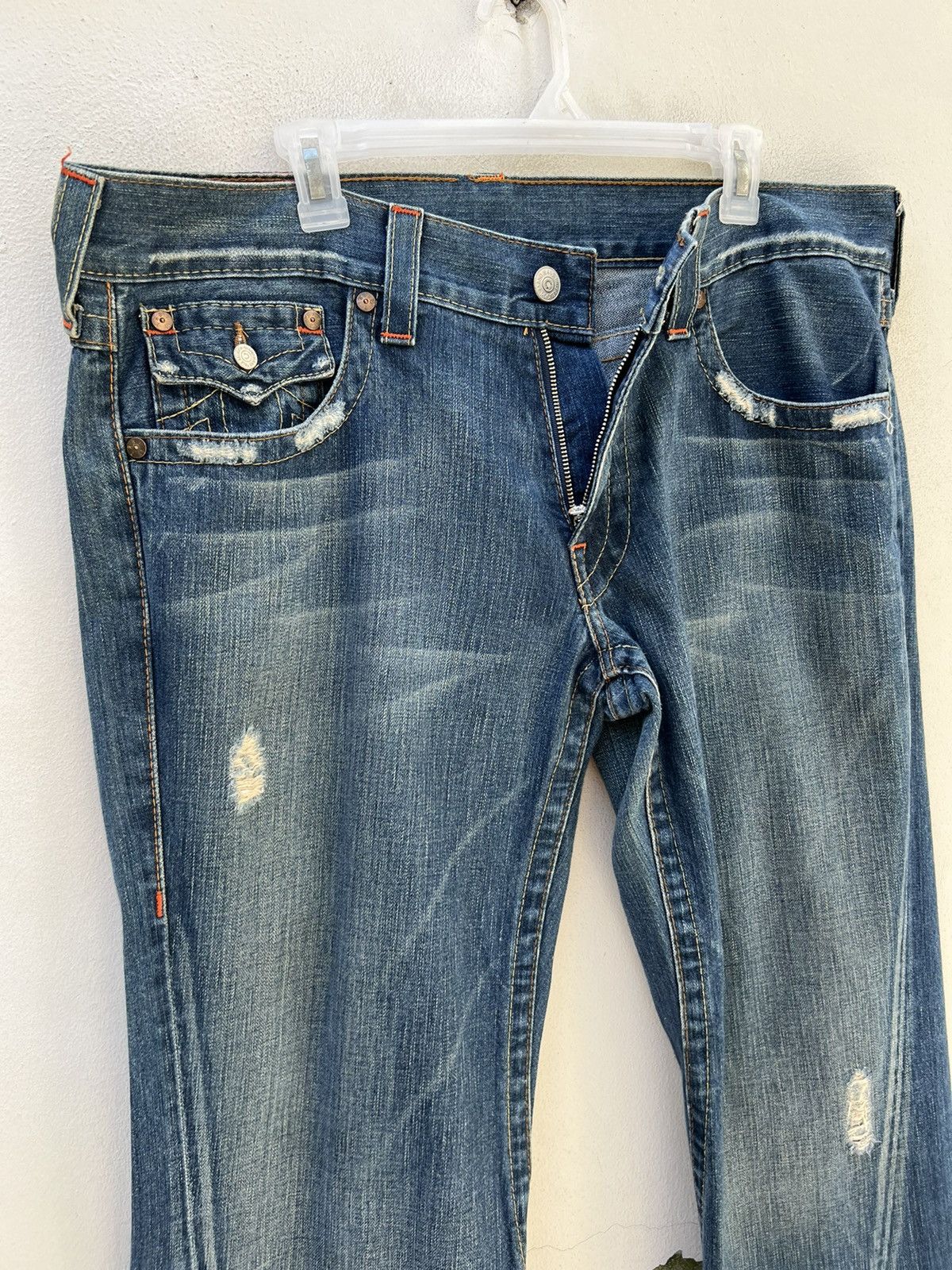 True Religion Vintage 2000s True Religion JOEY Distress Denim Flare Jeans Size US 36 / EU 52 - 9 Thumbnail