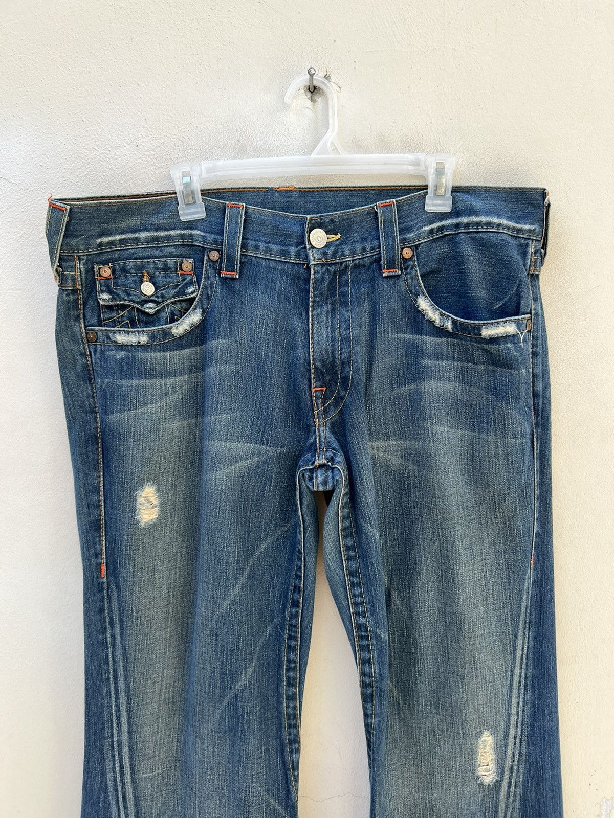 True Religion Vintage 2000s True Religion JOEY Distress Denim Flare Jeans Size US 36 / EU 52 - 7 Thumbnail