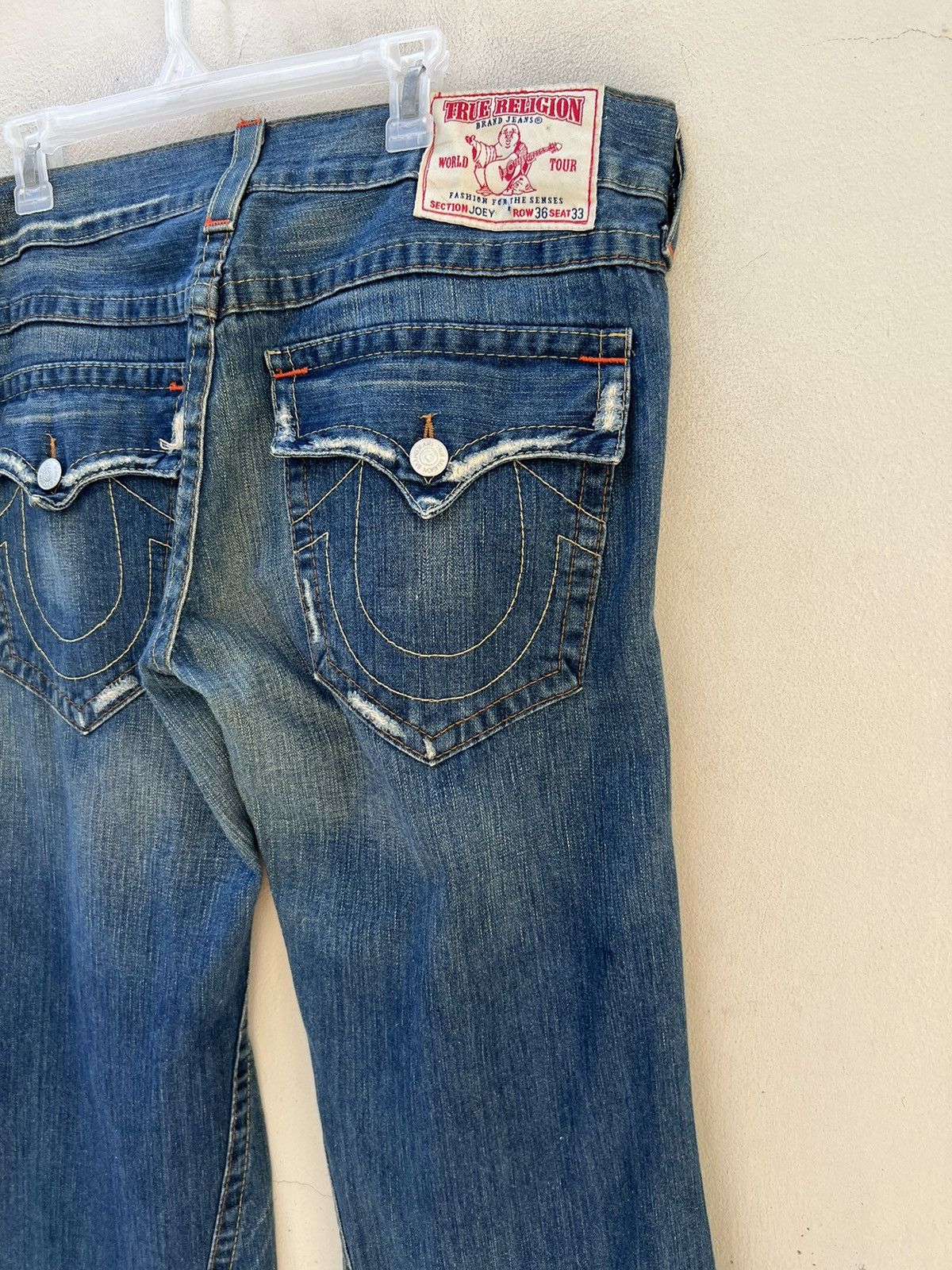 True Religion Vintage 2000s True Religion JOEY Distress Denim Flare Jeans Size US 36 / EU 52 - 19 Thumbnail