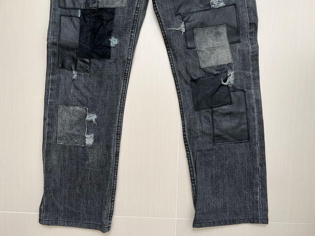Junya Watanabe Junya Watanabe CDG FW2007 runway leather patched jeans Size US 30 / EU 46 - 6 Thumbnail