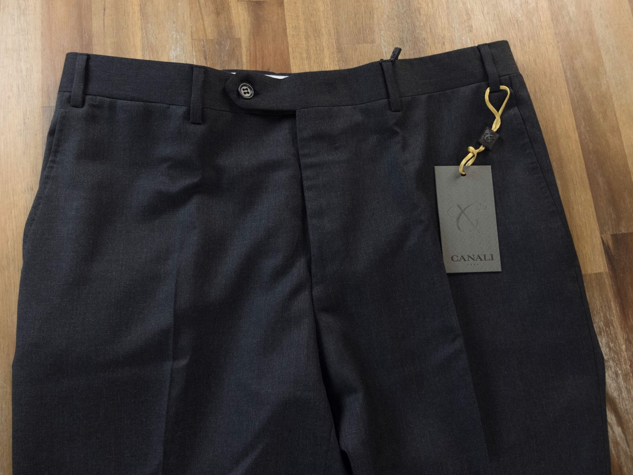 Canali CANALI flat-front dark gray wool dress trousers - 32 US Size US 32 / EU 48 - 2 Thumbnail