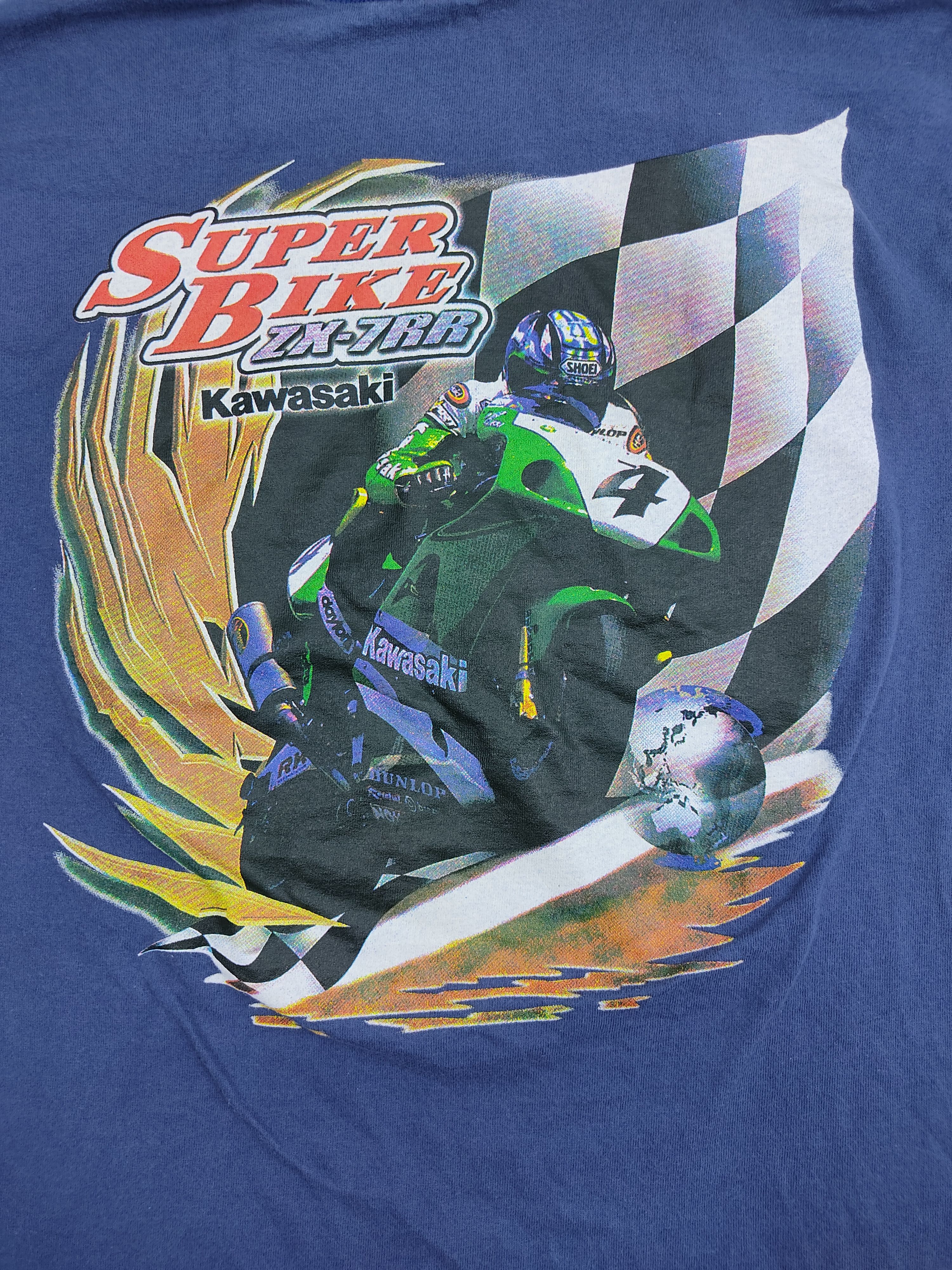Fruit Of The Loom Vintage 90s Kawasaki Super Bike ZX-7RR Promo Racing Tee Size US M / EU 48-50 / 2 - 2 Thumbnail