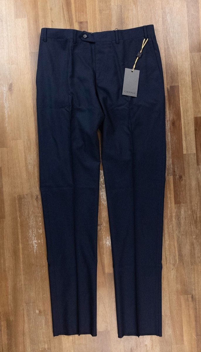 image of Canali Navy Blue Wool Pants Trousers - 32 Us / 48 Eu - Nwt, Men's