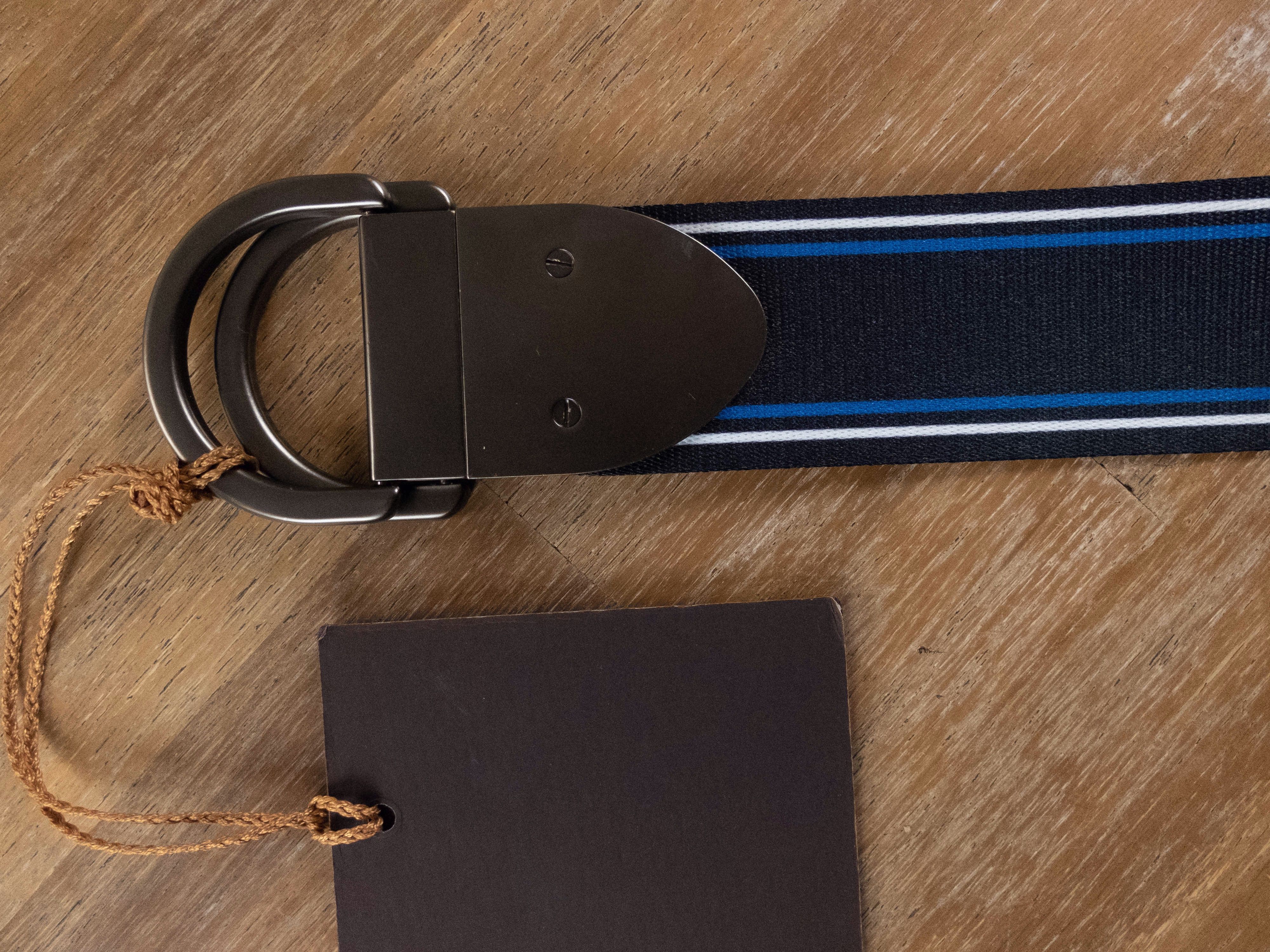 Ermenegildo Zegna ERMENEGILDO ZEGNA COUTURE XXX navy fabric plaque belt 100 Size 38 - 7 Thumbnail