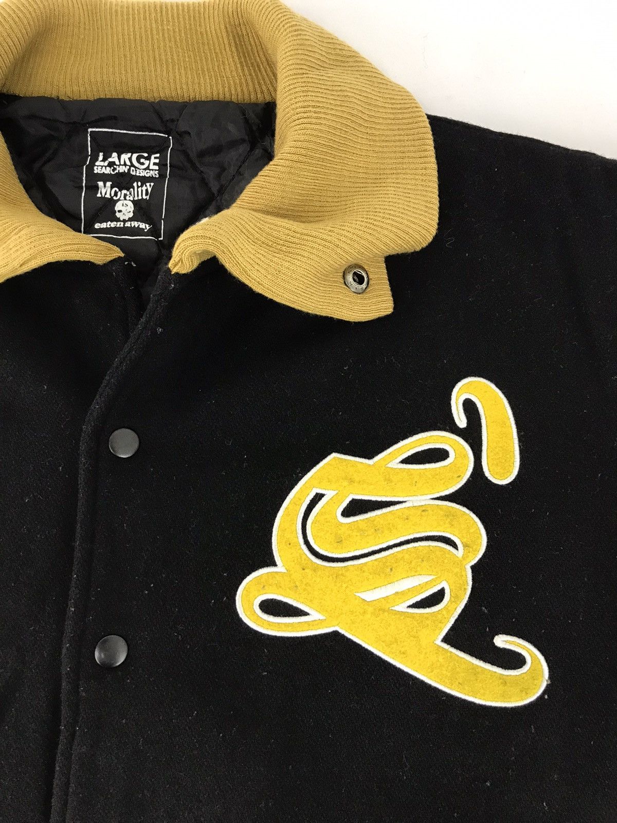 Vintage Searchin Design Morality Eaten Away Varsity Jacket Wool Size US L / EU 52-54 / 3 - 4 Thumbnail