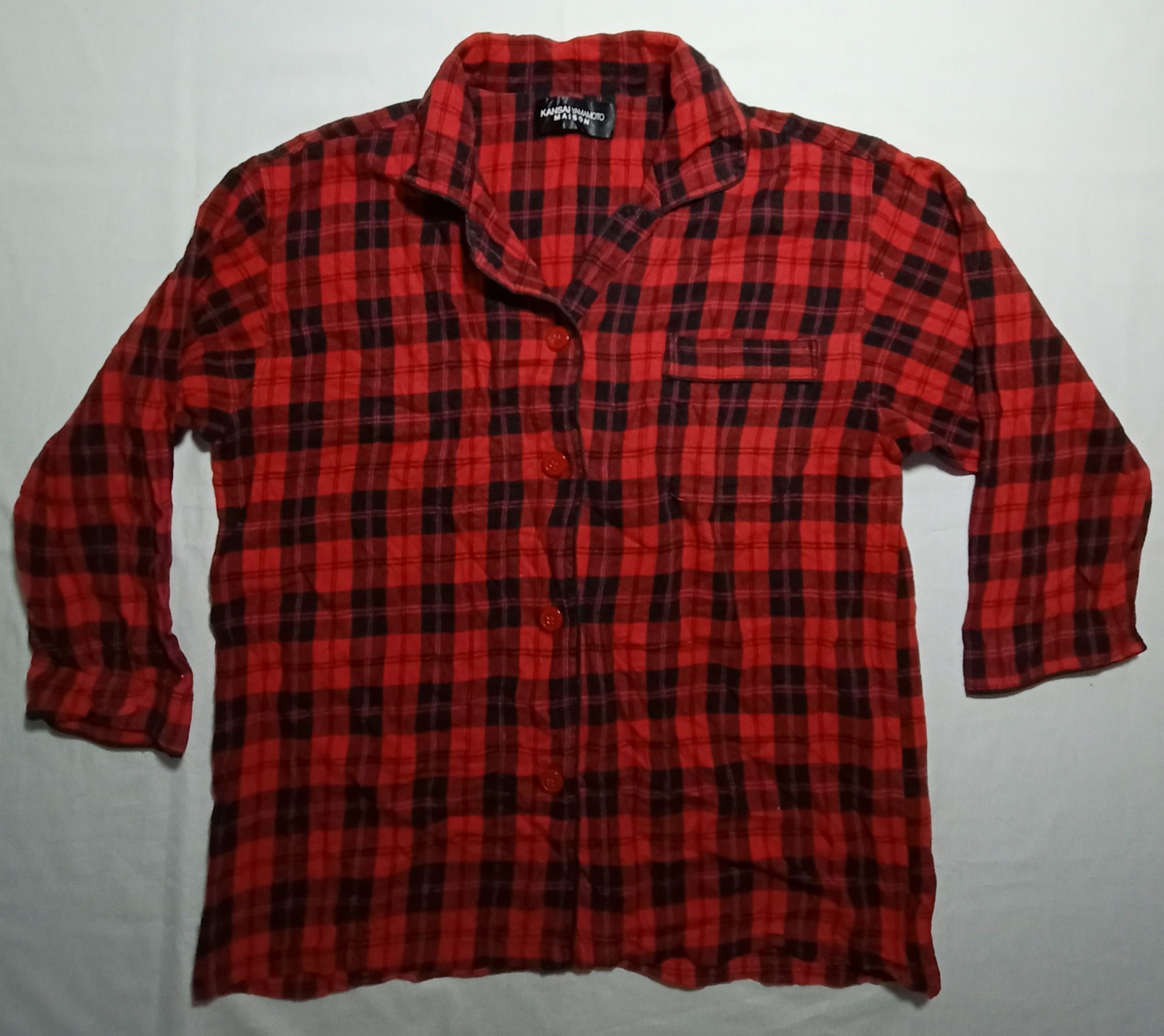 Flannel Kansai Yamamoto X Maison Square Check Shirt Size US M / EU 48-50 / 2 - 1 Thumbnail