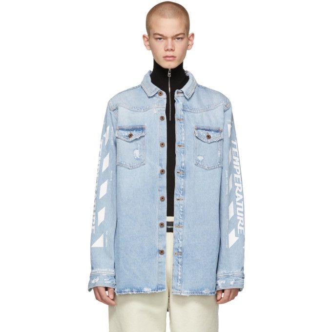 Off-White Off-White Exclusive Blue Denim Temperature Shirt Size US S / EU 44-46 / 1 - 19 Thumbnail