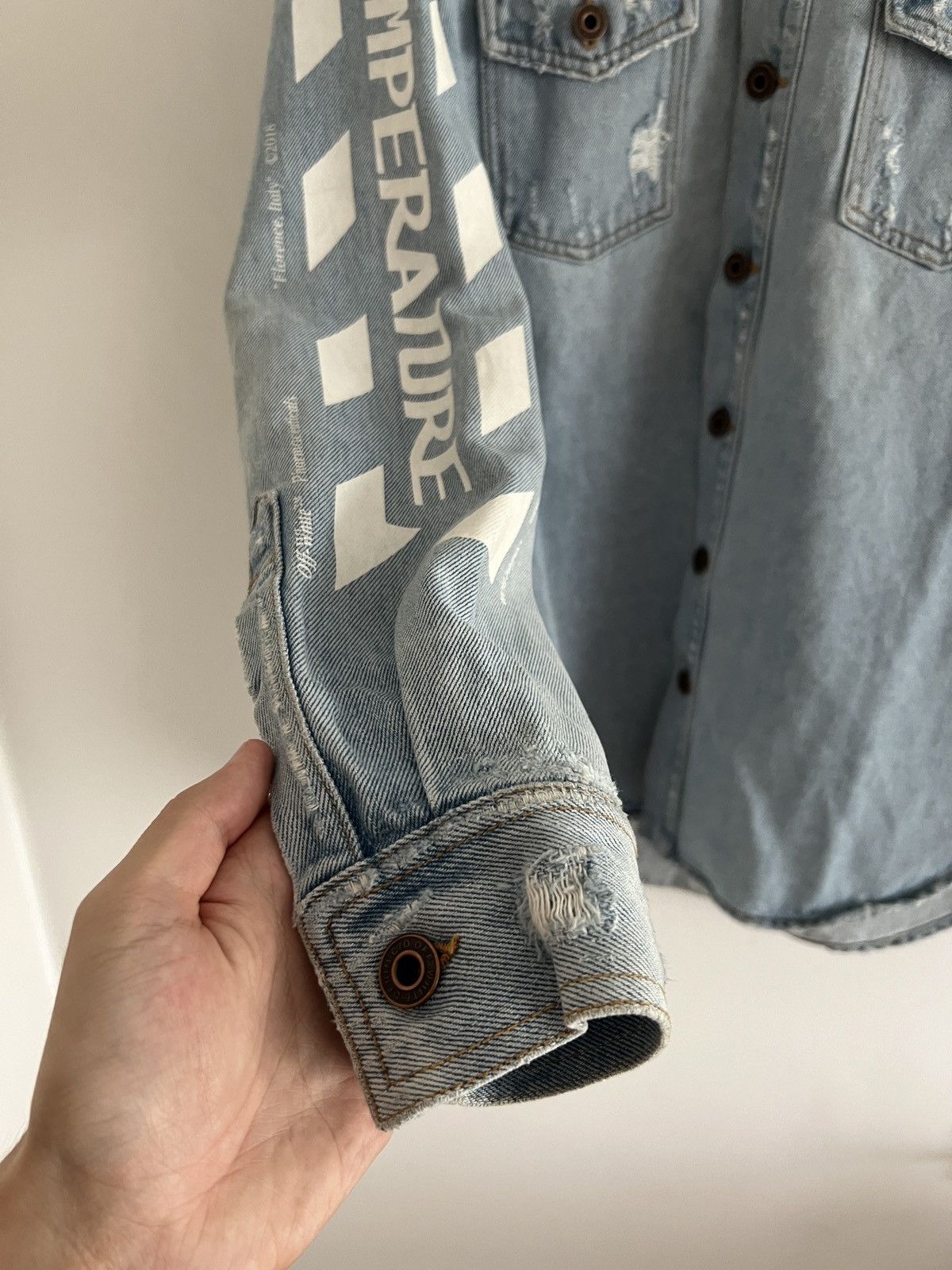 Off-White Off-White Exclusive Blue Denim Temperature Shirt Size US S / EU 44-46 / 1 - 3 Thumbnail