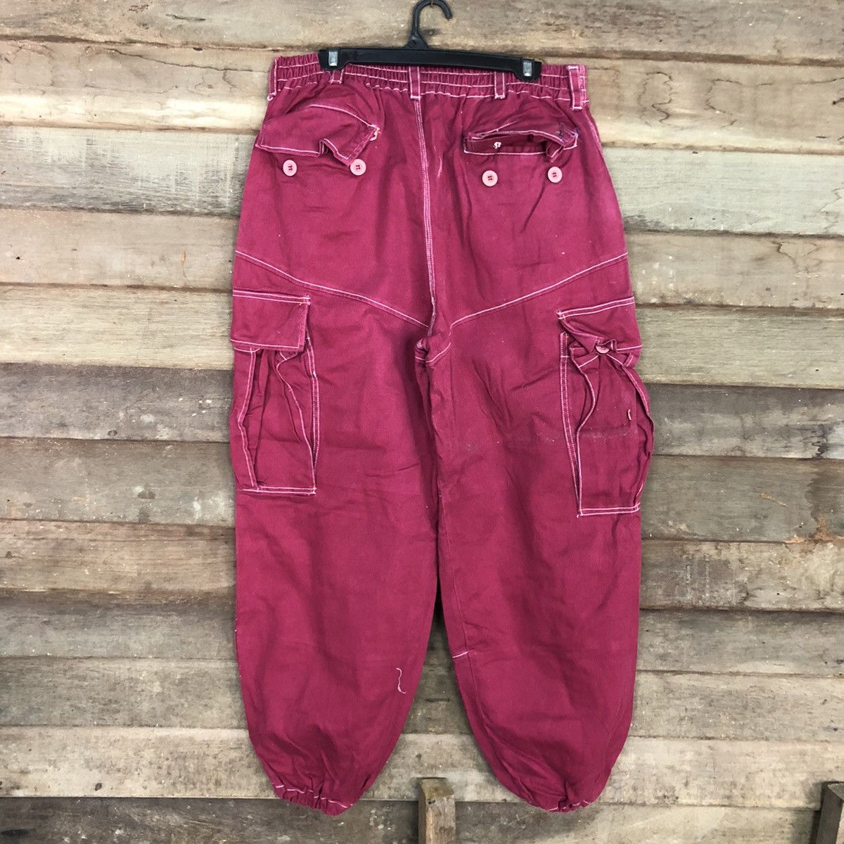 Japanese Brand Raton Laveur Maroon Multipocket Cargo Pants #3770 Size US 35 - 10 Thumbnail