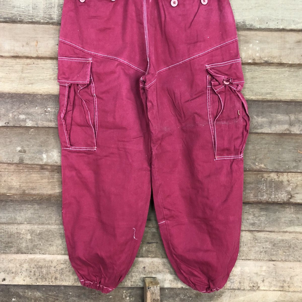 Japanese Brand Raton Laveur Maroon Multipocket Cargo Pants #3770 Size US 35 - 12 Thumbnail