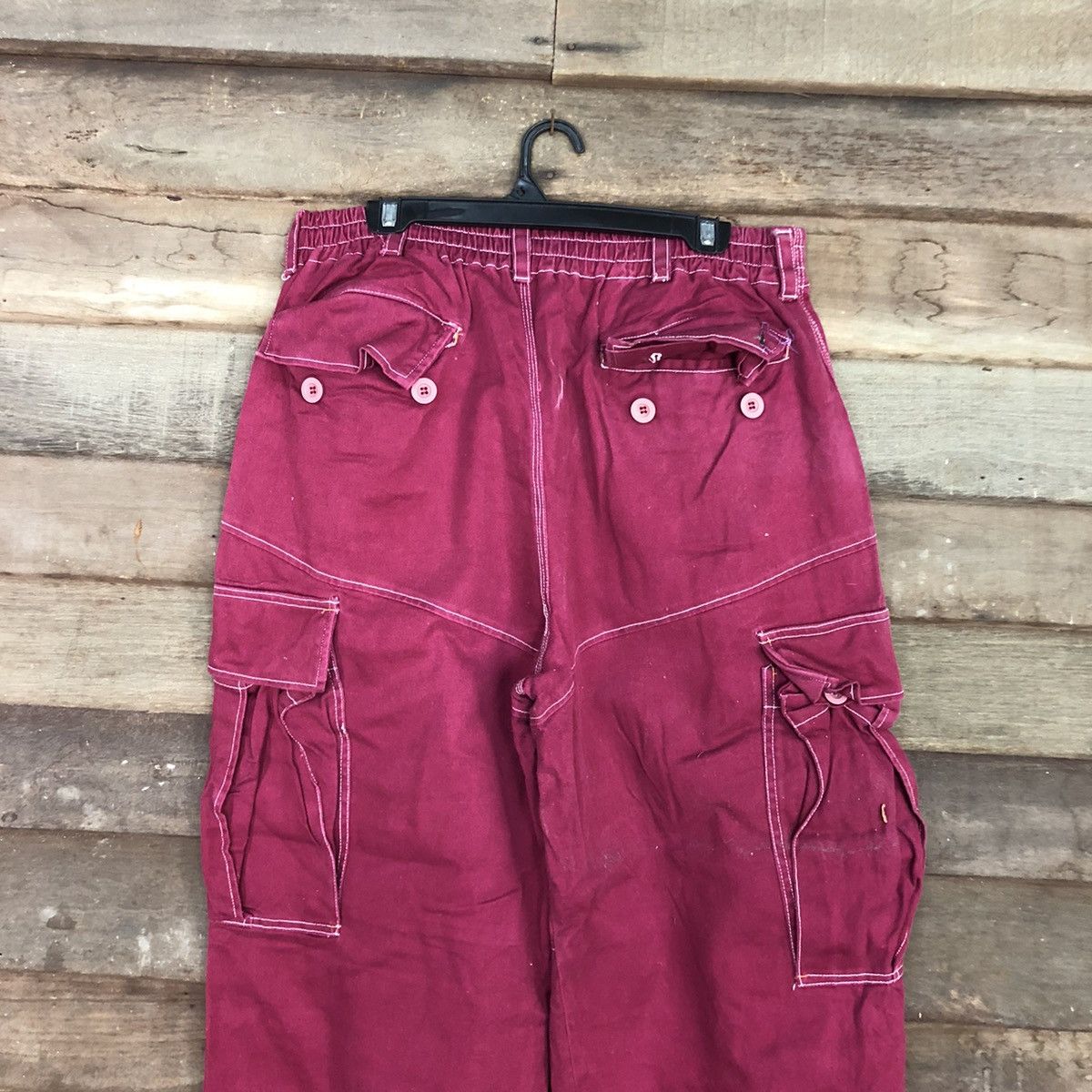 Japanese Brand Raton Laveur Maroon Multipocket Cargo Pants #3770 Size US 35 - 11 Thumbnail