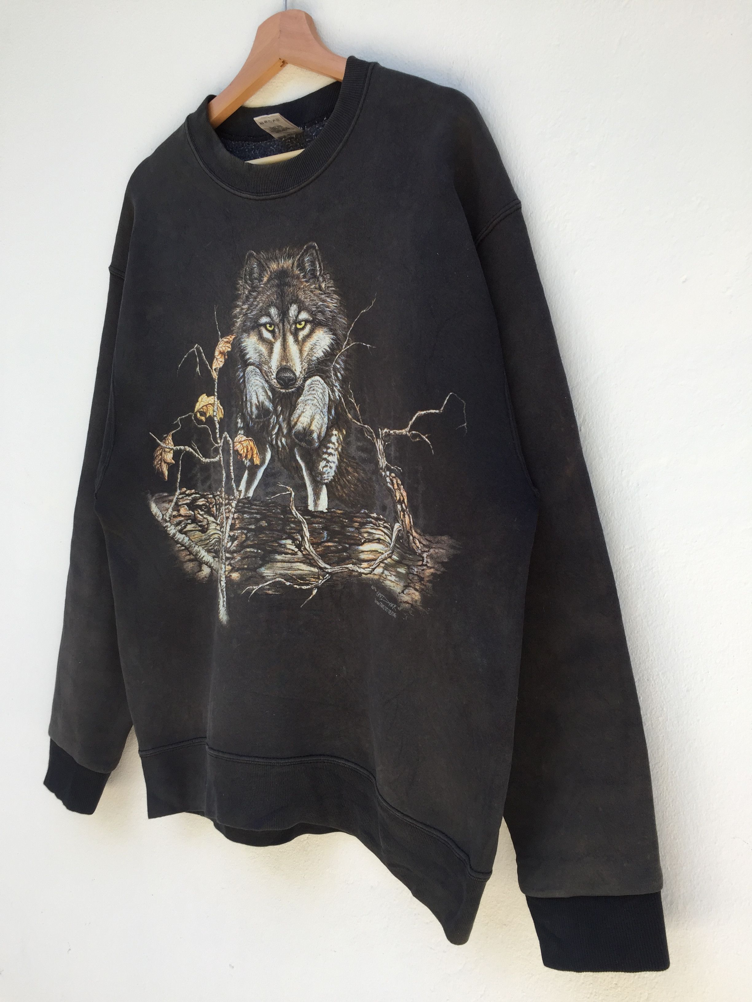 Fruit Of The Loom Vintage Habitat 1993 Gardner Wolf Sweatshirt Size US L / EU 52-54 / 3 - 3 Thumbnail