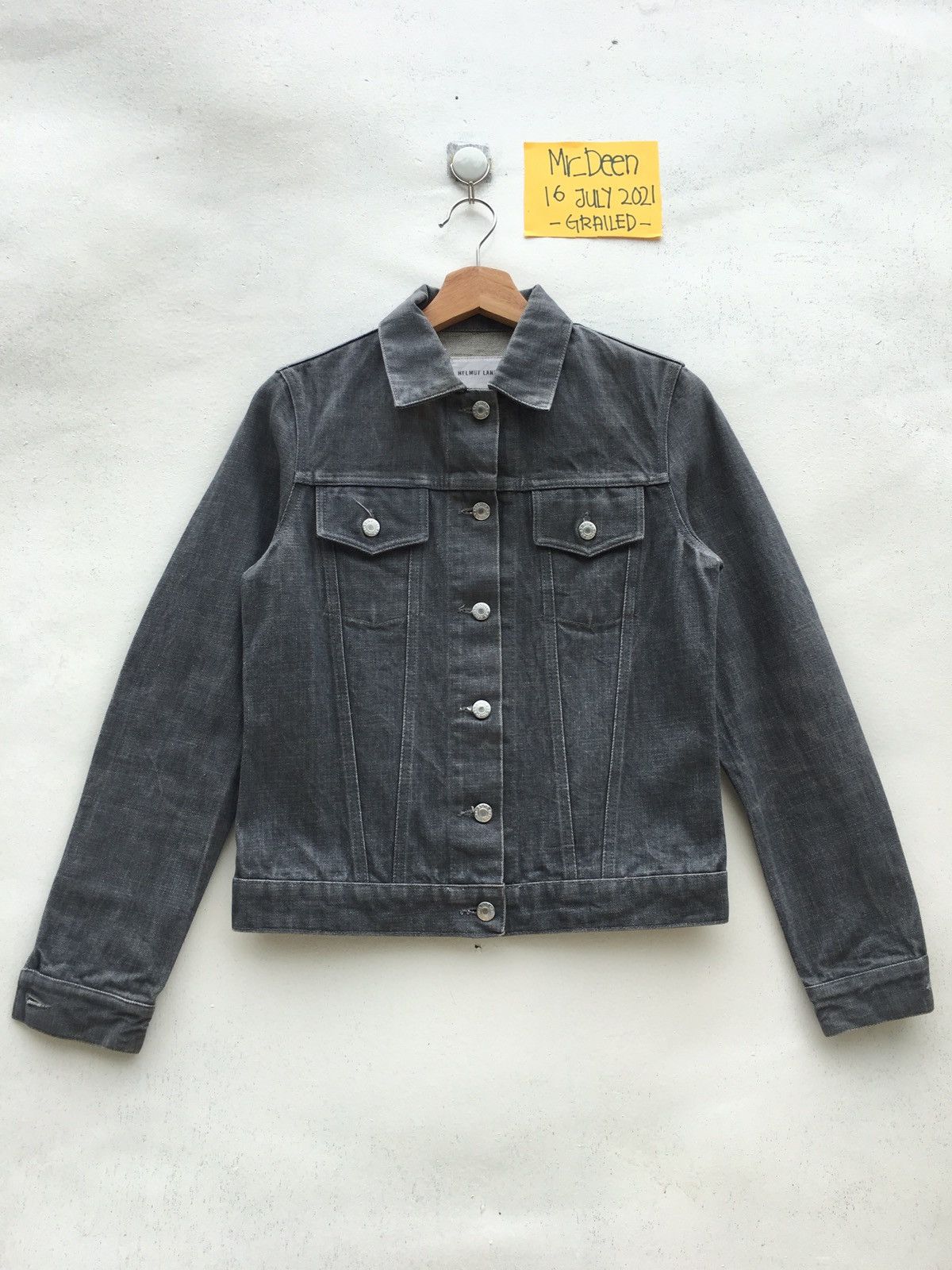 image of VTG Helmut Lang Denim Jacket Jean Trucker Double Pockets in Grey, Men's (Size XS)