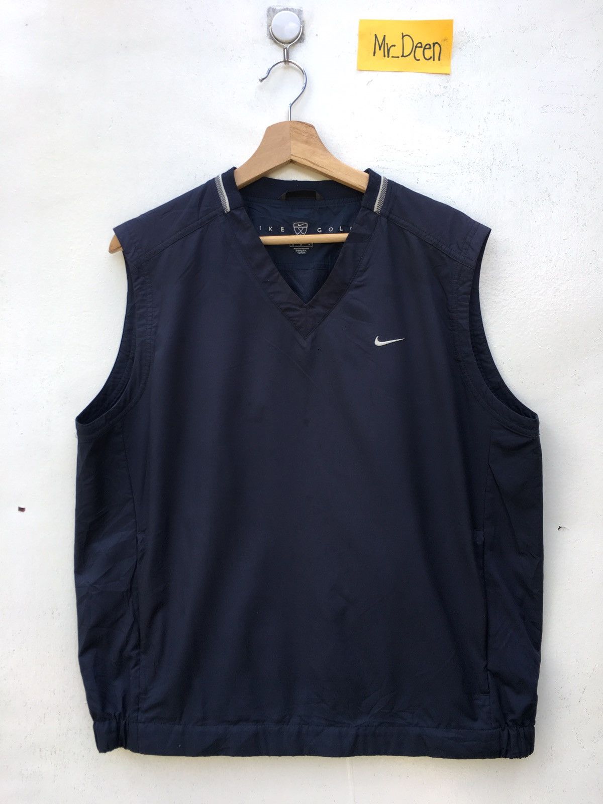 image of Vintage Nike Golf Small Swoosh Nylon Vest in Blue Black, Men's (Size Medium)