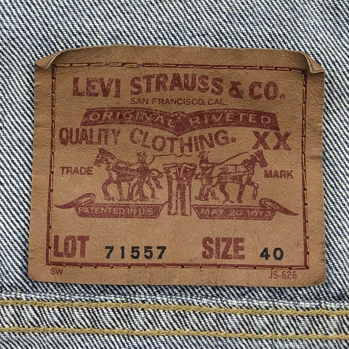 Levi's Vintage Clothing Vintage Levis Trucker Denim Big E 557 LVC 90s Japan Size US M / EU 48-50 / 2 - 18 Thumbnail