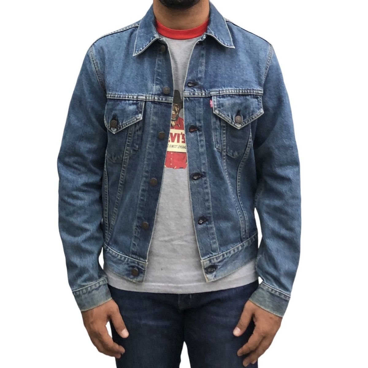 Levi's Vintage Clothing Vintage Levis Trucker Denim Big E 557 LVC 90s Japan Size US M / EU 48-50 / 2 - 2 Thumbnail