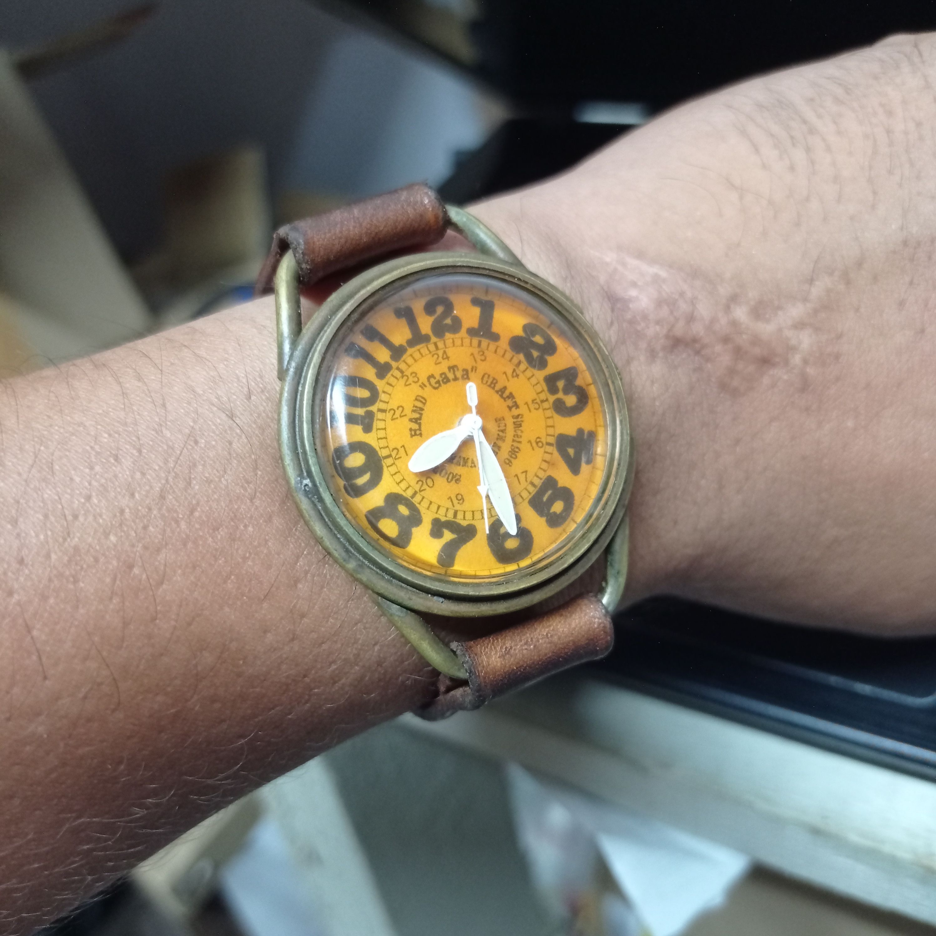 image of Vintage Retro Watch By Dobin Robert (No.3277). Japan Retro in Brown, Men's