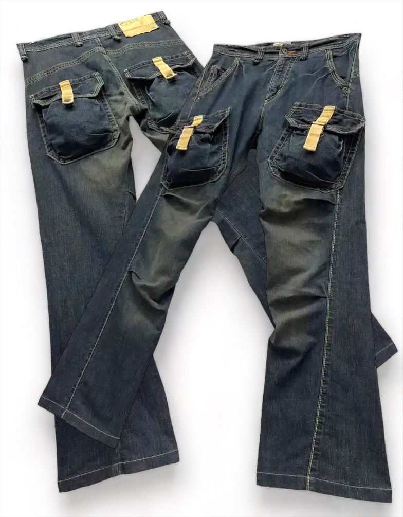 image of Fyevtg Edwin Xvs Bush Cargo Tactical Stretch Denim Flared in Blue, Men's (Size 30)