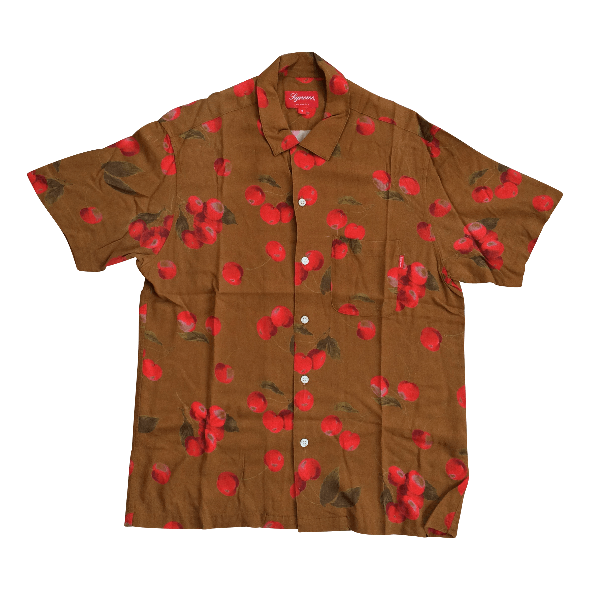 image of S/s 2019 Supreme Cherry Rayon Size Small in Brown, Men's