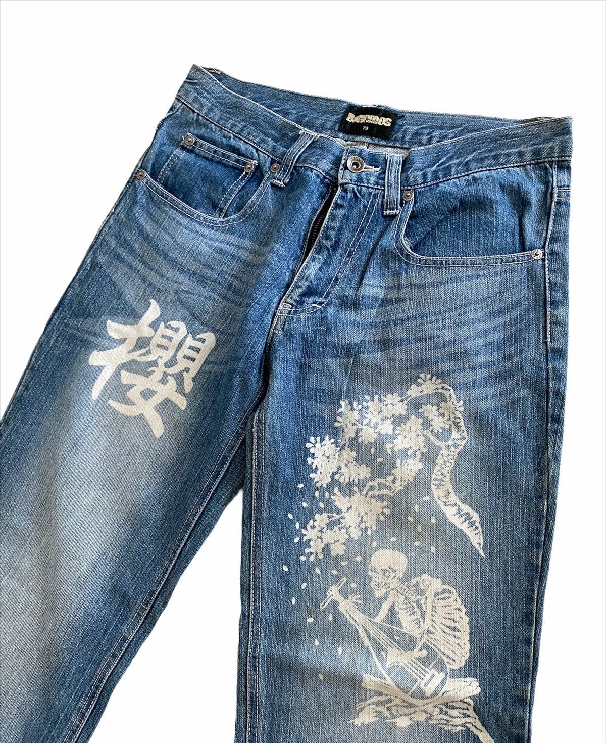 Hysteric Glamour × Japanese Brand × Tornado Mart International Wold Jeans design Painted Skull🇯🇵 Size US 30 / EU 46 - 3 Thumbnail