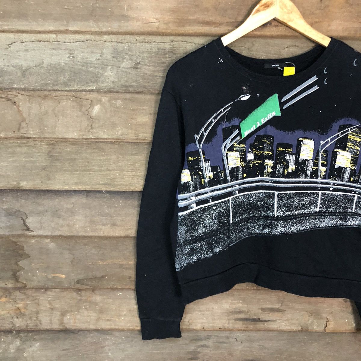 Japanese Brand Emoda Black art street highway Sweatshirt #3762 Size M / US 6-8 / IT 42-44 - 7 Thumbnail