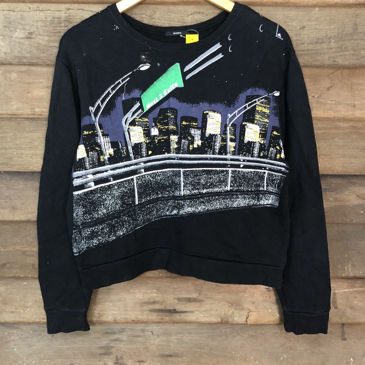 Japanese Brand Emoda Black art street highway Sweatshirt #3762 Size M / US 6-8 / IT 42-44 - 8 Thumbnail